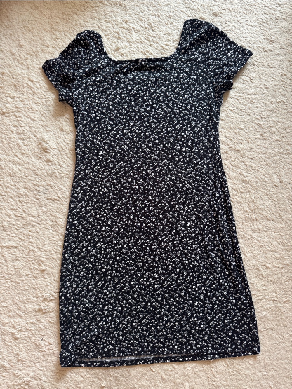 See You Monday Y2K Black Mini Dress with White Floral Print - Picture 7 of 7